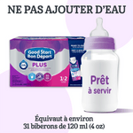 Préparation pour bébés Bon Départ Plus 1 équivaut à environ 31 biberons de 120 ml (4 oz)