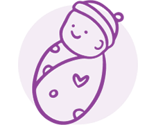 Icône de bébé emmailloté.